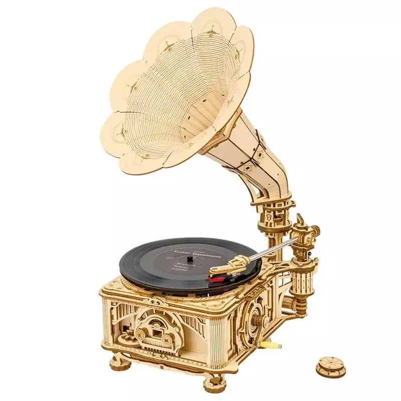 Robotime - Mechanical Wood Models; Classical Gramophone 1