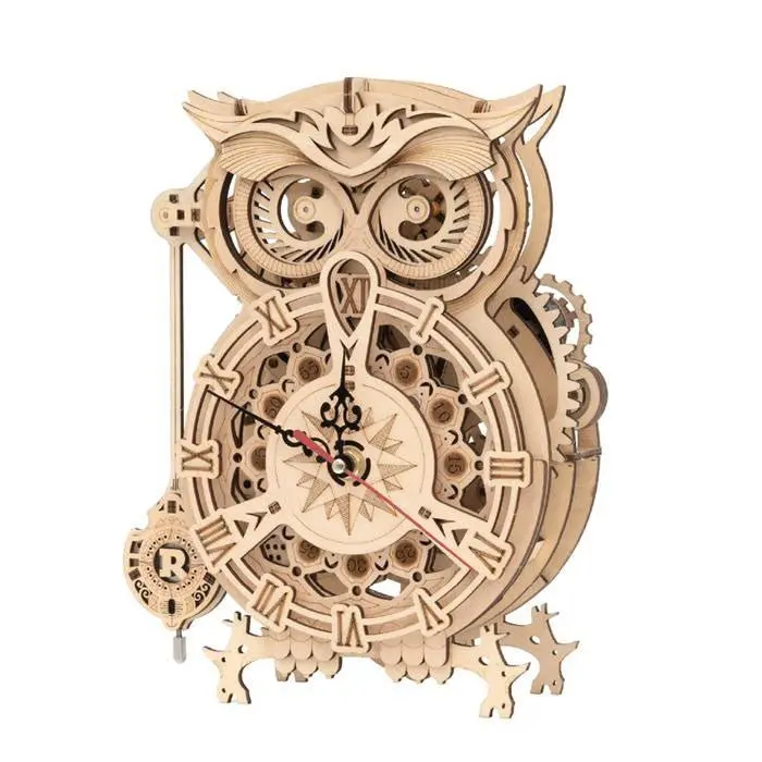 Robotime - Mechanical Wood Models; Owl Clock 1
