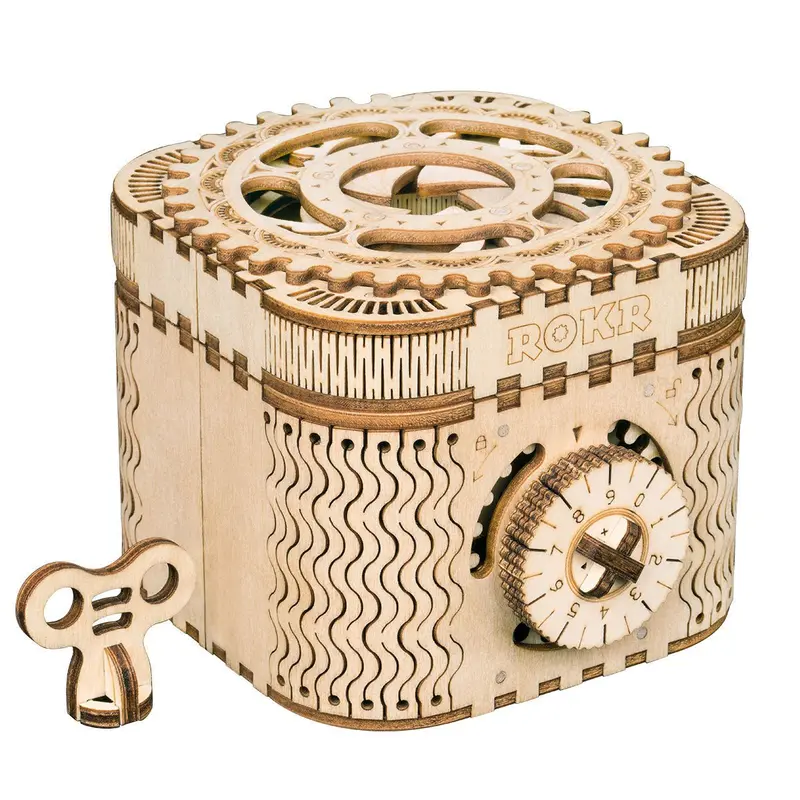 Robotime - Mechanical Wood Models; Treasure Box 1