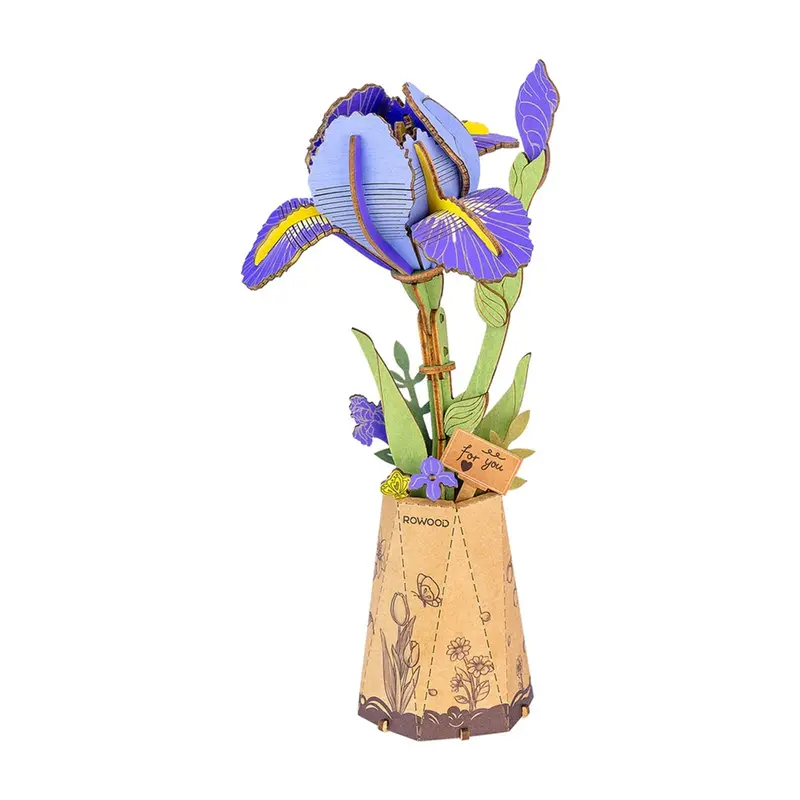 Robotime - Purple Iris Diy Wooden Flower 3D Puzzle 1
