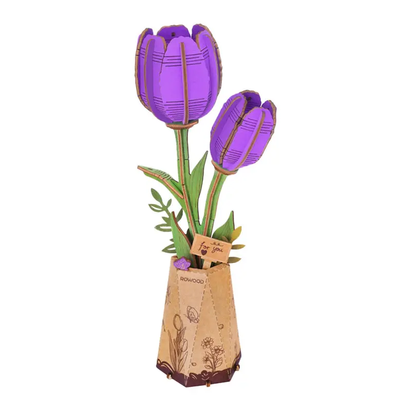 Robotime - Purple Tulip Diy Wooden Flower 1