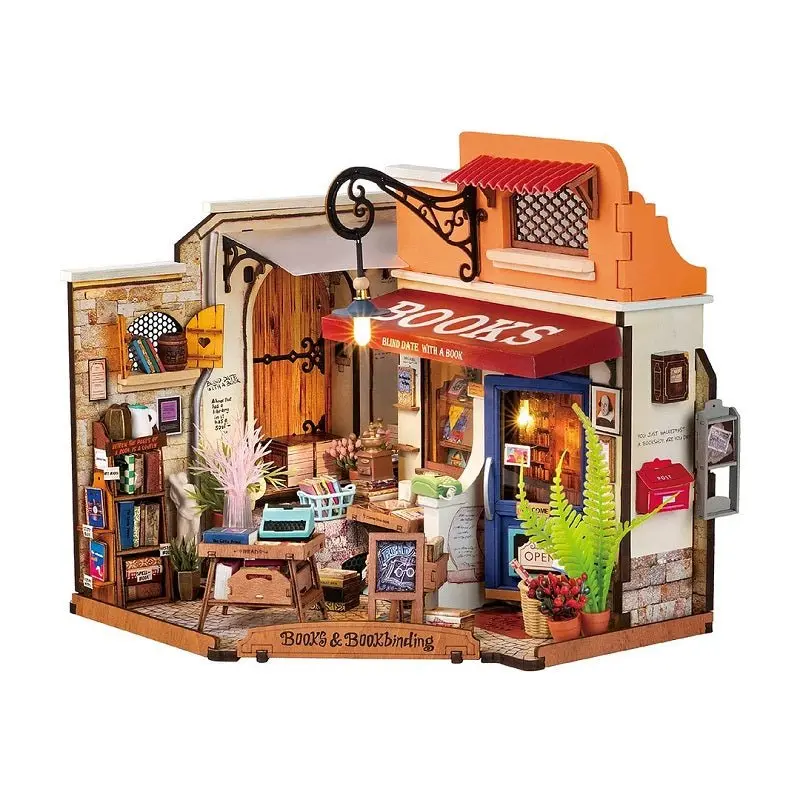Robotime - Rolife Corner Bookstore, Diy Miniature House Kit 1