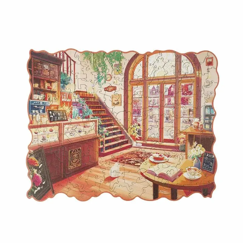Robotime - Rowood Cozy Winter Cafe 200-Piece Wooden Jigsaw Puzzle 1