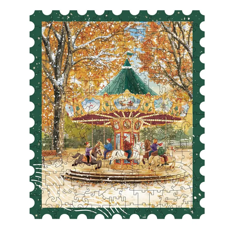 Robotime - Rowood Golden Autumn Carousel Wooden Jigsaw Puzzle 1