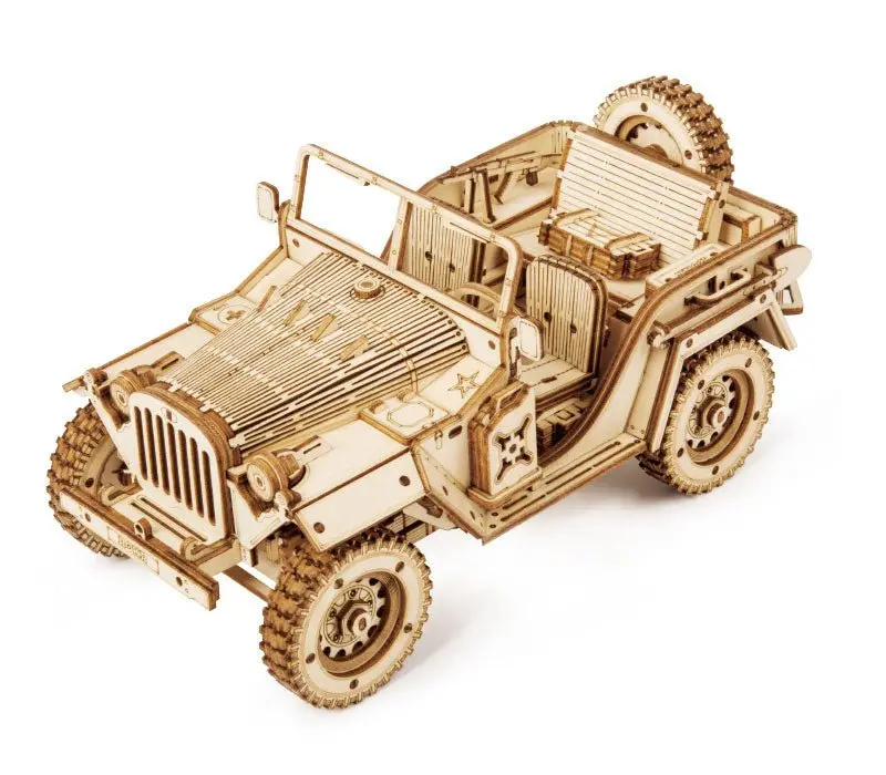 Robotime - Scale Model Vehicles; Army 4X4 Field Car 1