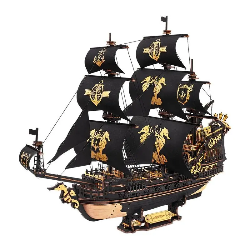 Robotime - The Seahorse Barque Sailing Ship Scale Model Vehicle 1
