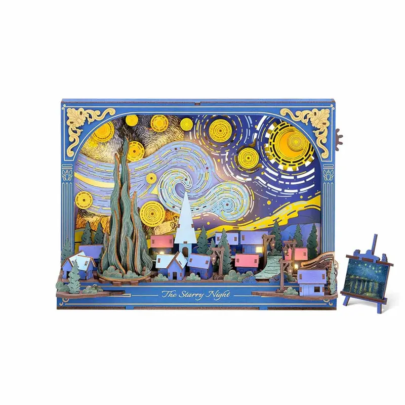 Robotime - The Starry Night Wall Art 3D Wooden Puzzle 1