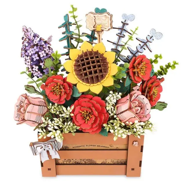 Robotime - Wooden Flower Box - Wood Bloom Craft 1