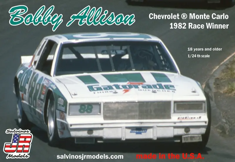 Salvinos Jr Models - 1/24 Bobby Allison Chevrolet Monte Carlo 1982 Race Winner Plastic Model Car Kit 1