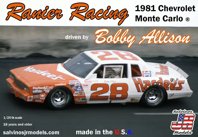Salvinos Jr Models - 1/24 Ranier Racing 1981 Monte Carlo Driven By Bobby Allison Plastic Model Car Kit 1