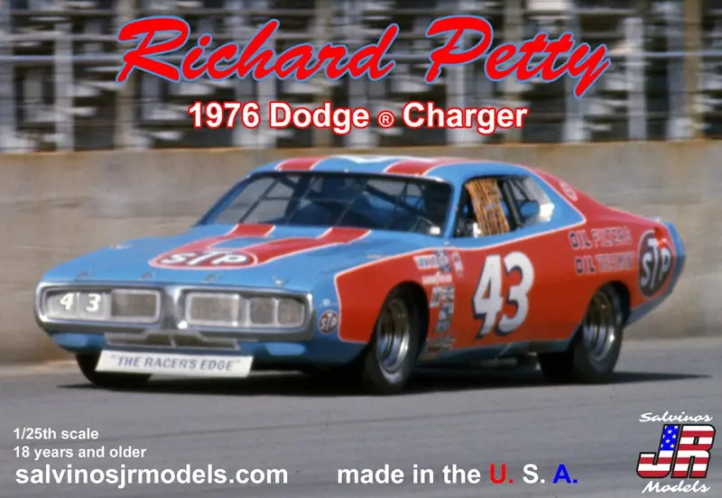Salvinos Jr Models - 1/24 Richard Petty 1976 Dodge Charger Plastic Model Car Kit W/Water Slide Decals 1