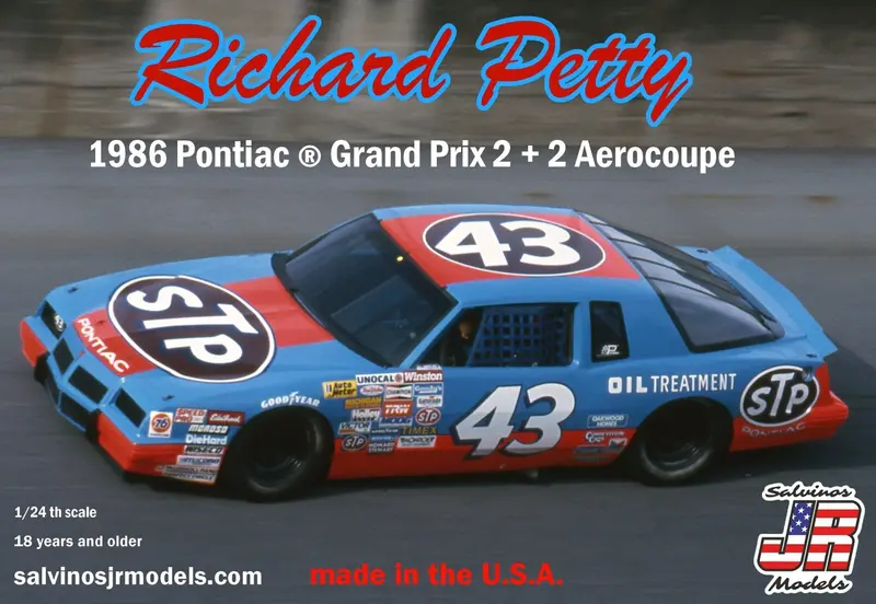Salvinos Jr Models - 1/24 Richard Petty 1986 Pontiac 2+2 Plastic Model Car Kit 1