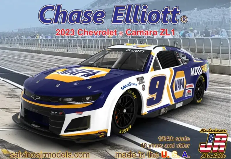 Salvinos Jr Models - 1/24 Scale 2023 Chase Elliott Chevrolet Camaro Model Car Kit 1