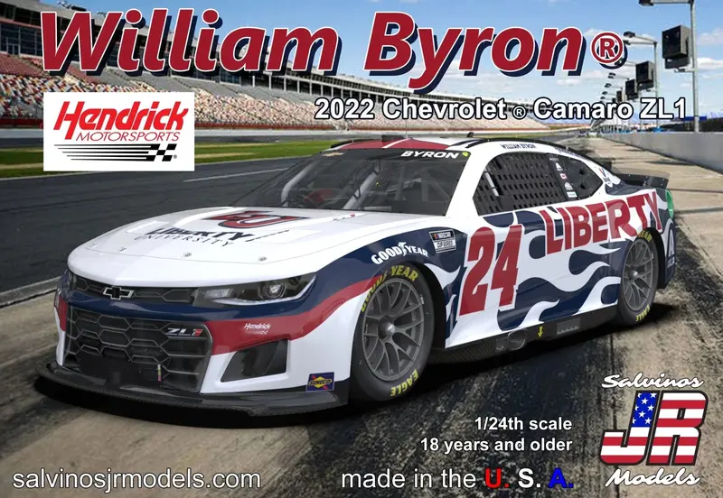 Salvinos Jr Models - 1/24 Scale Hendrick Motorsports William Byron 2022 Camaro-Liberty University Model Car Kit 1