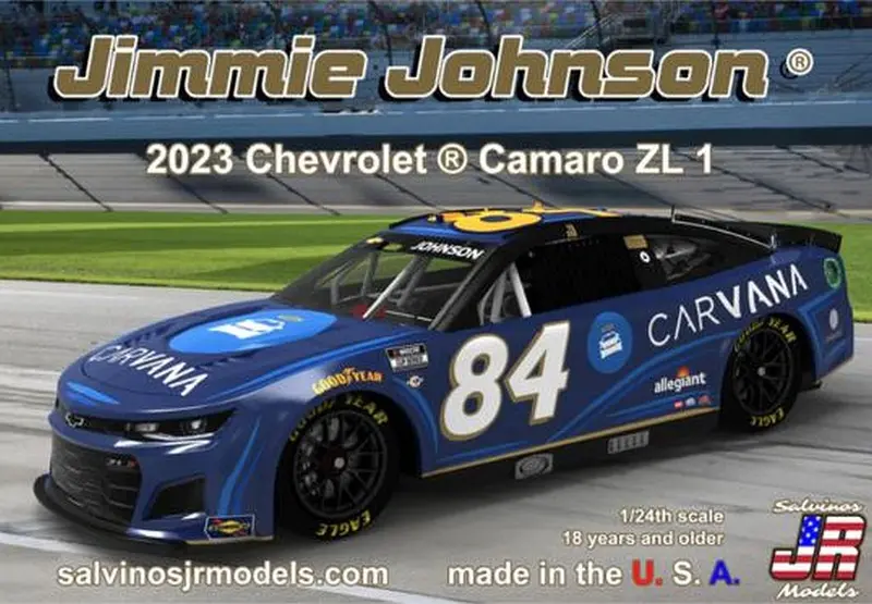 Salvinos Jr Models - 1/24 Scale Legacy Motor Club Jimmie Johnson 2023 Next Gen Chevrolet Camaro Model Car Kit 1