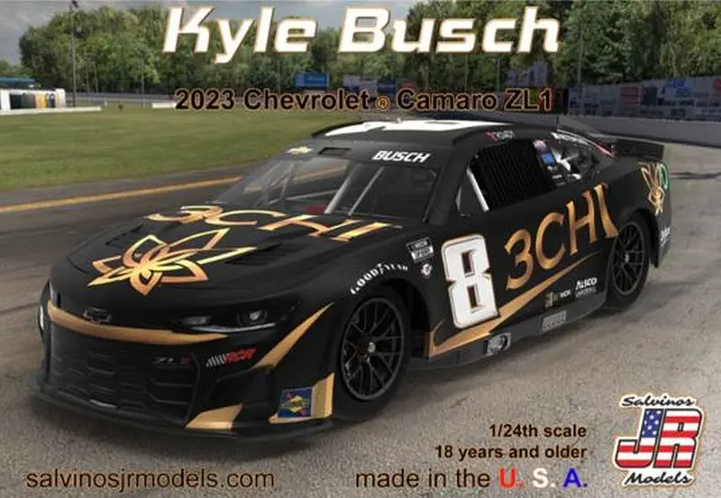 Salvinos Jr Models - 1/24 Scale Richard Childress Racing Kyle Busch2023 Toyota Camry Primary Model Car Kit 1