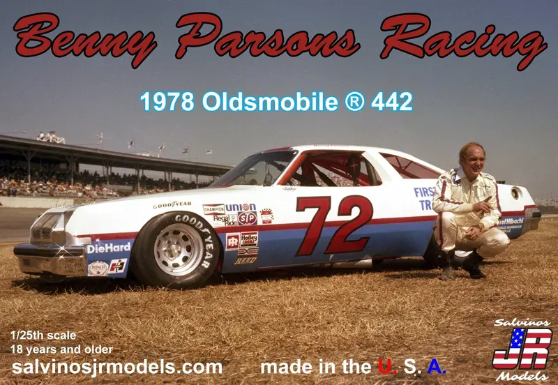 Salvinos Jr Models - 1/25 Benny Parsons Racing 1978 Oldsmobile 442 Plastic Model Car Kit 1