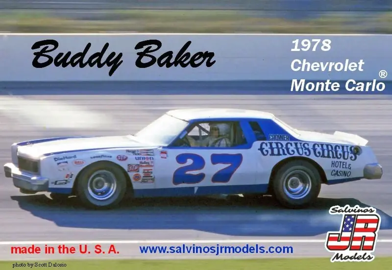 Salvinos Jr Models - 1/25 Buddy Baker #27 1978 Chevrolet Monte Carlo Plastic Model Car Kit 1