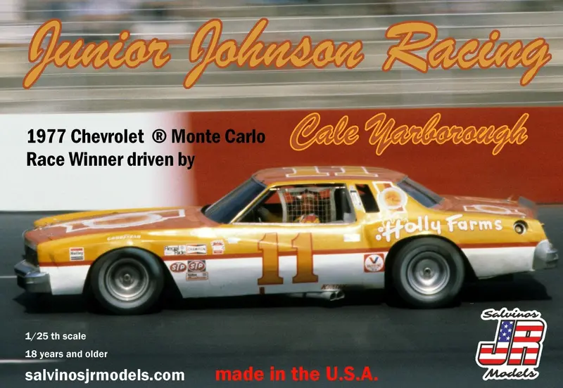 Salvinos Jr Models - 1/25 Junior Johnson Racing #11 1977 Chevy Monte Carlo - Cale Yarborough Plastic Model Car Kit 1