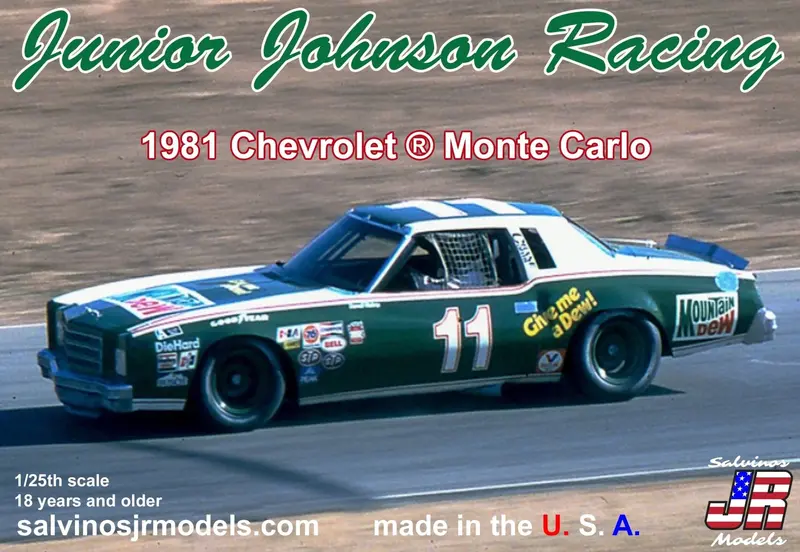 Salvinos Jr Models - 1/25 Junior Johnson Racing 1981 Chevrolet Monte Carlo, Driven By Darrell Waltrip Plastic Model Car K 1