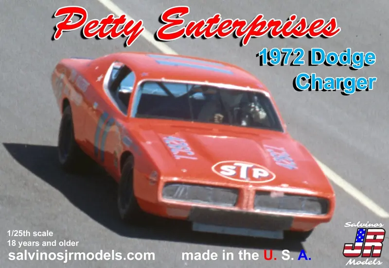 Salvinos Jr Models - 1/25 Petty Enterprises 1972 Dodge Charger Plastic Model Car Kit 1