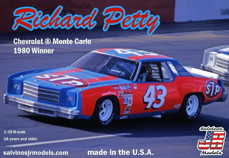 Salvinos Jr Models - 1/25 Richard Petty #43 1980 Chevrolet Monte Carlo Winner Plastic Model Car Kit 1