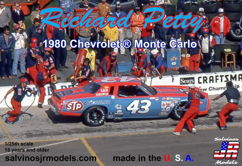 Salvinos Jr Models - 1/25 Richard Petty Racing 1980 Chevrolet Monte Carlo Reverse Paint Plastic Model Car Kit 1