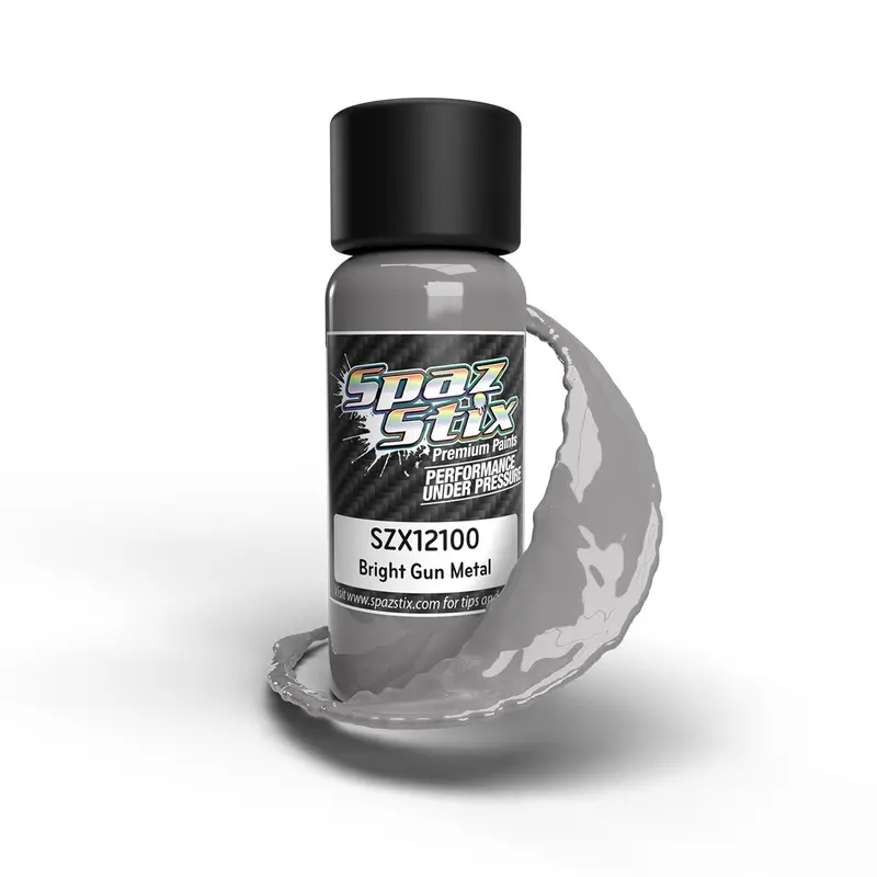 Spaz Stix - Bright Gunmetal Airbrush Ready Paint, 2Oz Bottle 1