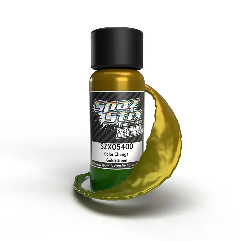 Spaz Stix - Color Change Airbrush Ready Paint, Gold/Green, 2Oz Bottle 1