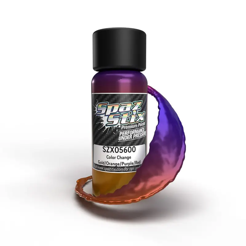 Spaz Stix - Color Change Airbrush Ready Paint, Gold/Orange/Purple/Red, 2Oz Bottle 1