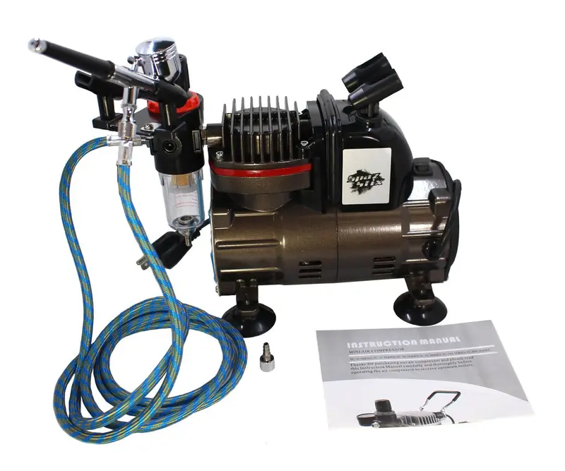 Spaz Stix - Dual Action Gravity Feed Airbrush & Air Compressor Combo 1