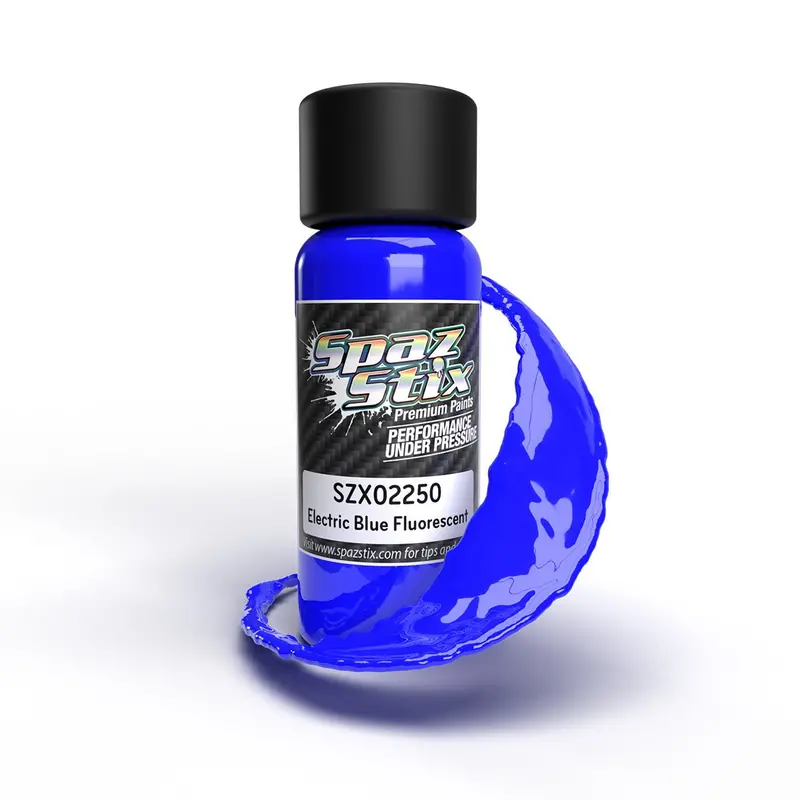 Spaz Stix - Electric Blue Fluorescent Airbrush Ready Paint, 2Oz Bottle 1