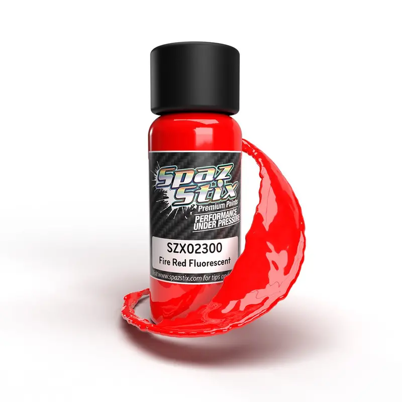 Spaz Stix - Fire Red Fluorescent Airbrush Ready Paint, 2Oz Bottle 1