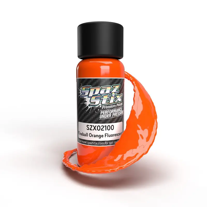 Spaz Stix - Fireball Orange Fluorescent Airbrush Ready Paint, 2Oz 1