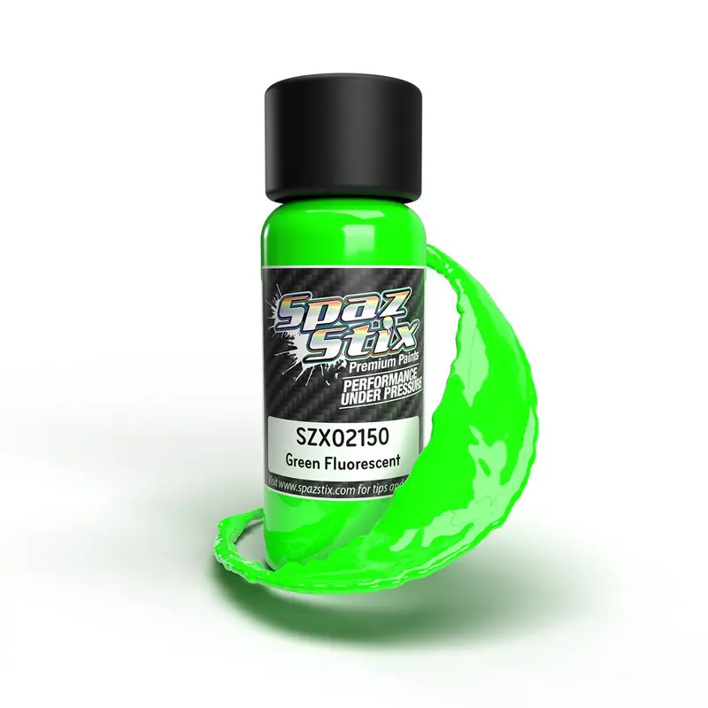 Spaz Stix - Green Fluorescent Airbrush Ready Paint, 2Oz Bottle 1