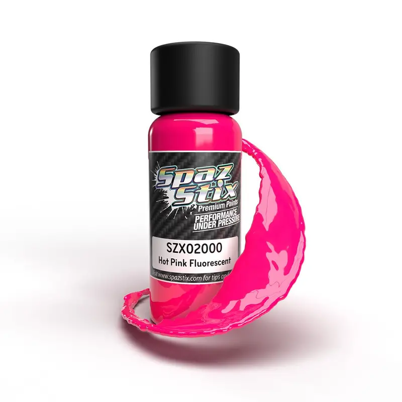 Spaz Stix - Hot Pink Fluorescent Airbrush Ready Paint, 2Oz Bottle 1