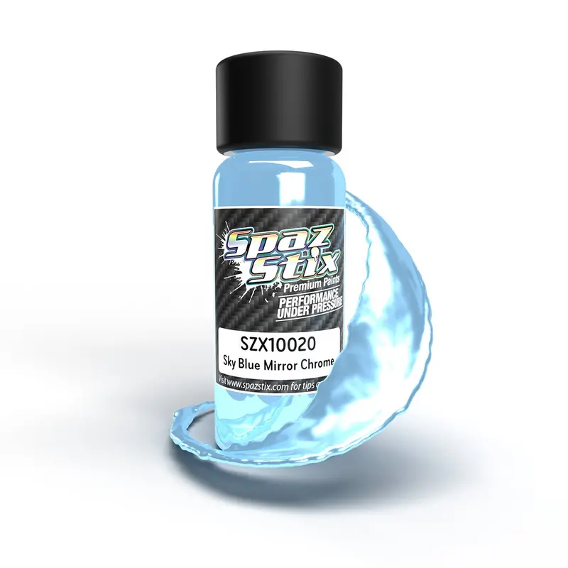 Spaz Stix - Sky Blue Mirror Chrome Airbrush Ready Paint, 2Oz Bottle 1