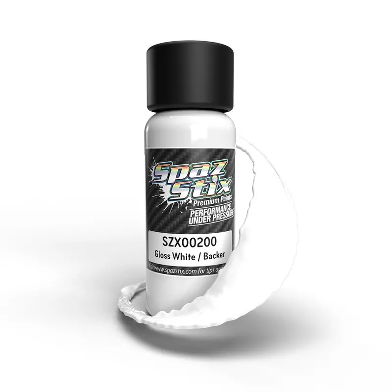 Spaz Stix - Solid White/Backer, Airbrush Ready Paint, 2Oz Bottle 1