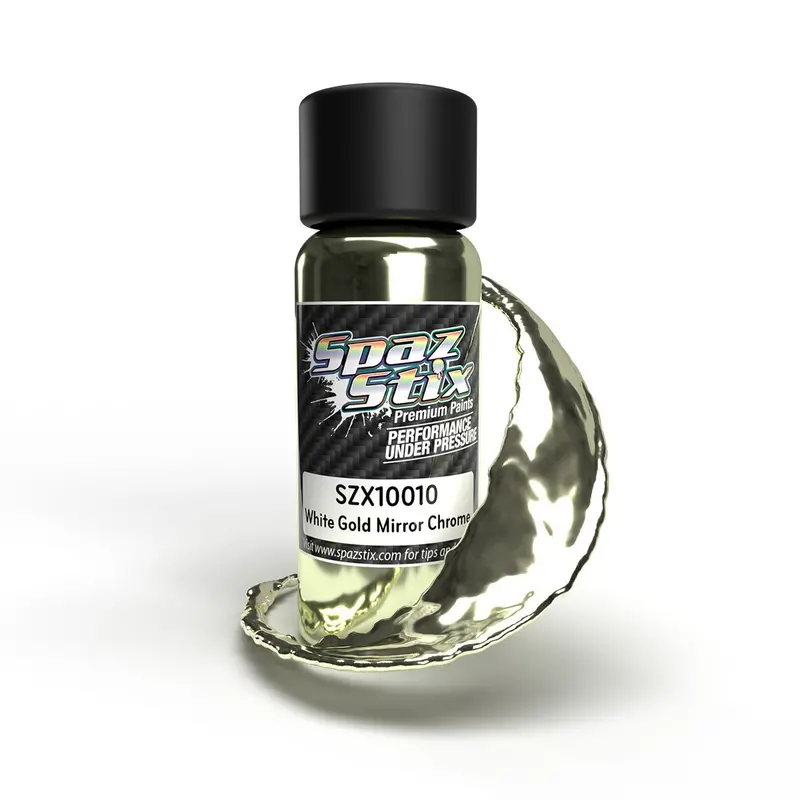 Spaz Stix - White Gold Mirror Chrome Airbrush Ready Paint, 2Oz Bottle 1