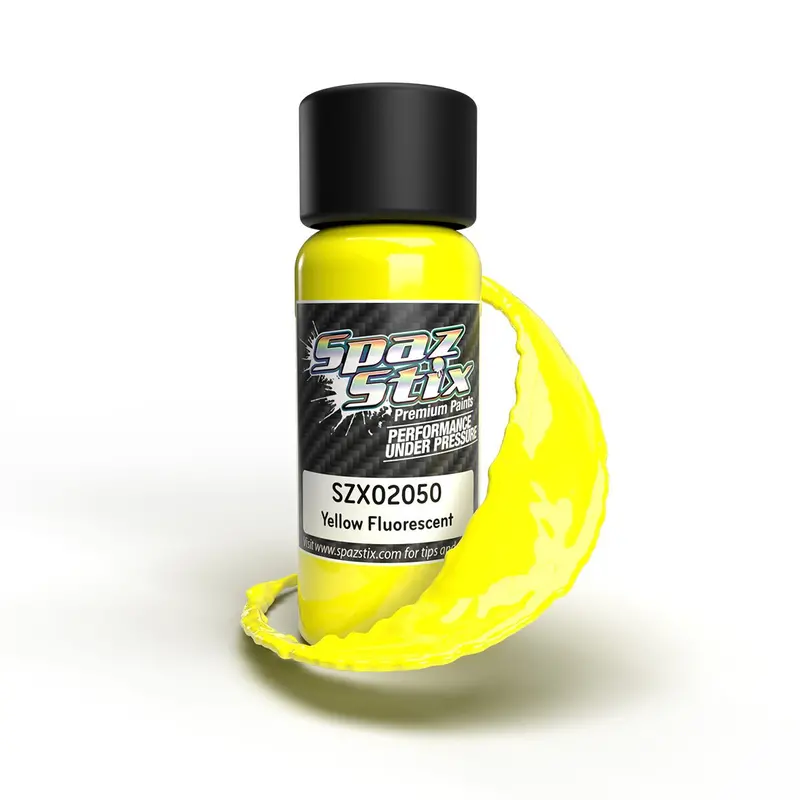 Spaz Stix - Yellow Fluorescent Airbrush Ready Paint, 2Oz Bottle 1