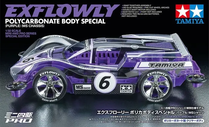 Tamiya - 1/32 Pro Jr Racing Mini 4Wd Exflowly Purple Special Kit, W/ Ms Chassis 1