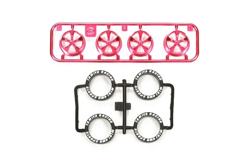 Tamiya - Jr Lp Tire/Wheel (5-Spoke) Pink Plated 1