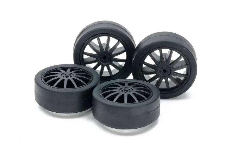Tamiya - Jr Mini 4Wd Low-Profile 26Mm Tires On Carbon Wheels 1