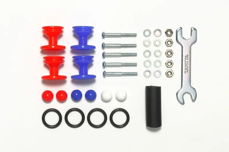 Tamiya - Jr Plastic Double Rollers, Low Friction Red/Blue 13-12Mm 1