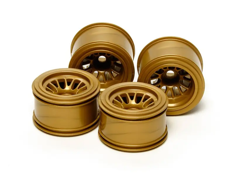 Tamiya - Rc F104 Mesh Wheel Set For Rubber Tires, Gold 1