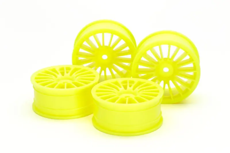Tamiya - Rc Medium-Narrow 18-Spoke Wheels, 24Mm Width, Offset 0, Yellow (4Pcs) 1