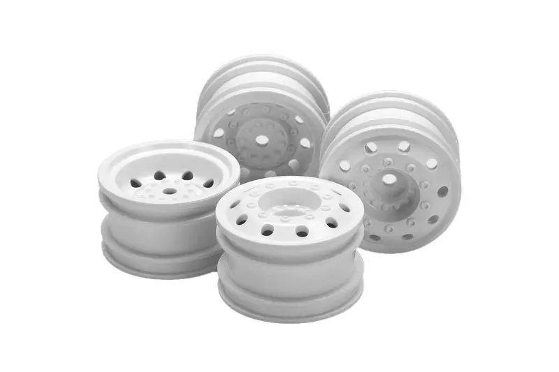 Tamiya - Rc On-Road Racing Truck Wheels, Front And Rear, White, 2 Pcs Each 1