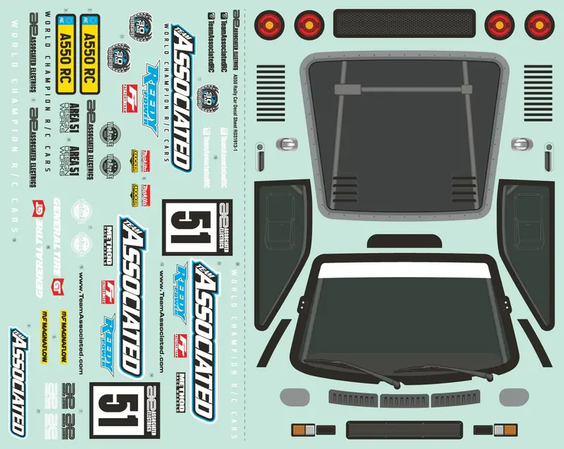 Team Associated - Apex2 Sport, A550 Decal Sheet 1
