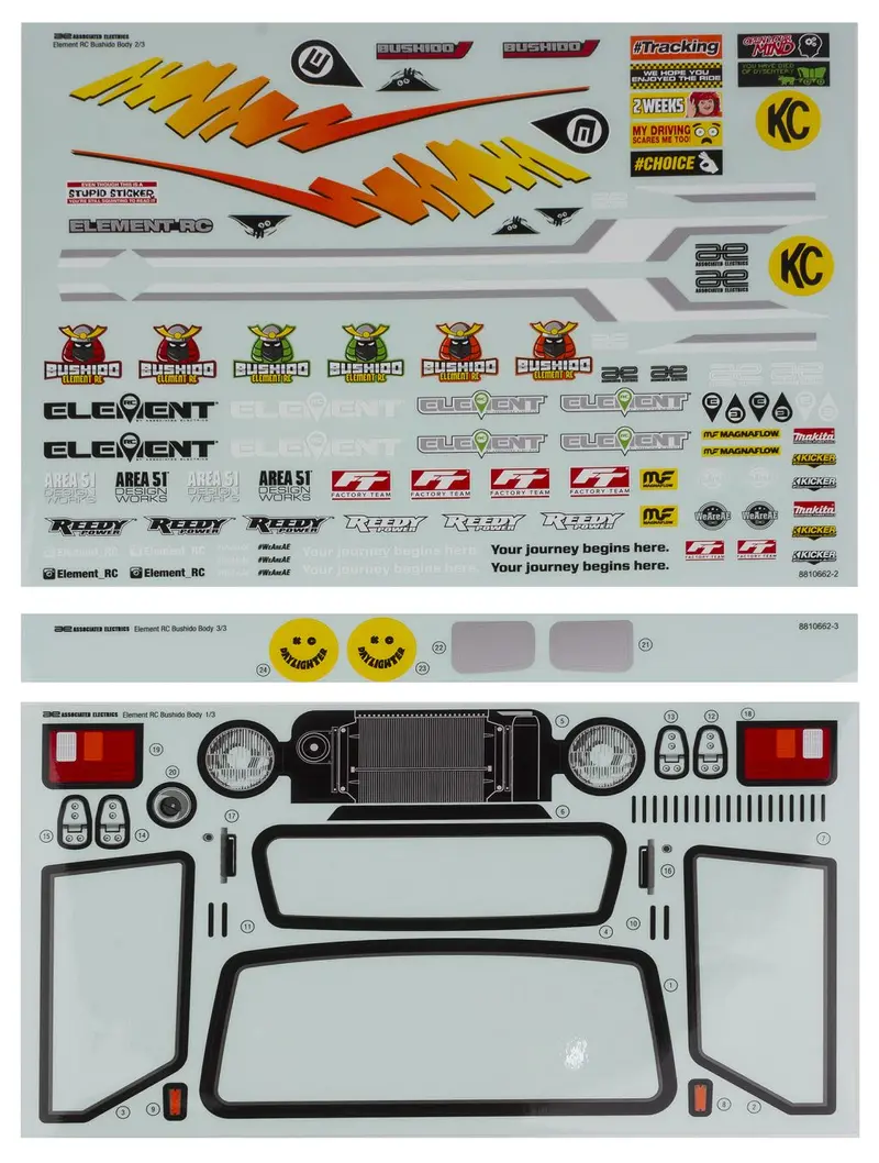 Team Associated - Bushido+ Body Decal Sheets 1