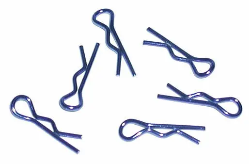 Team Associated - Metallic Blue Body Clips, 6 Short 1